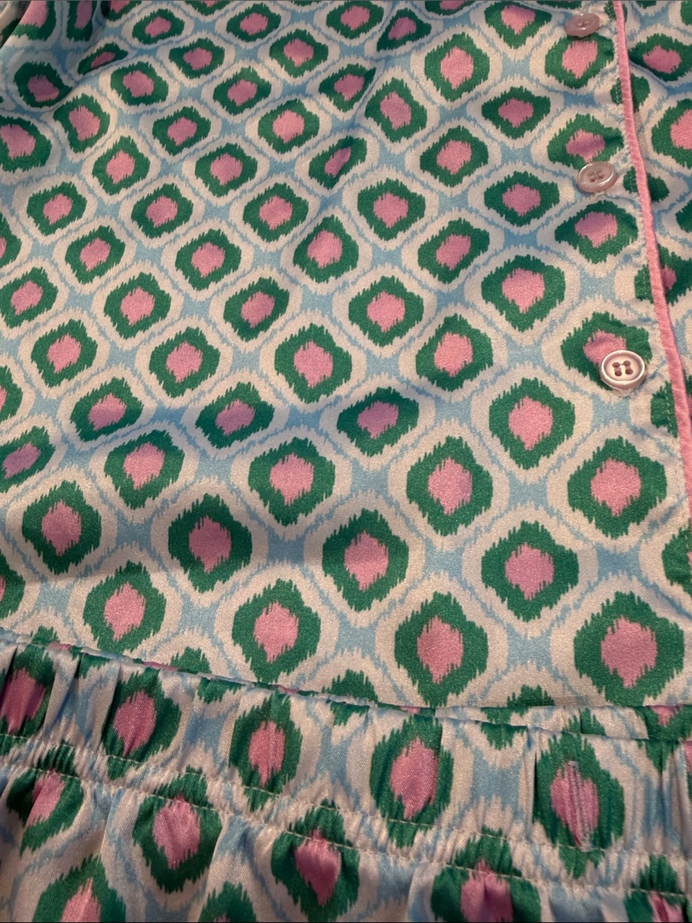 Pink, green and blue ikat pajama set - Picture 2 of 3